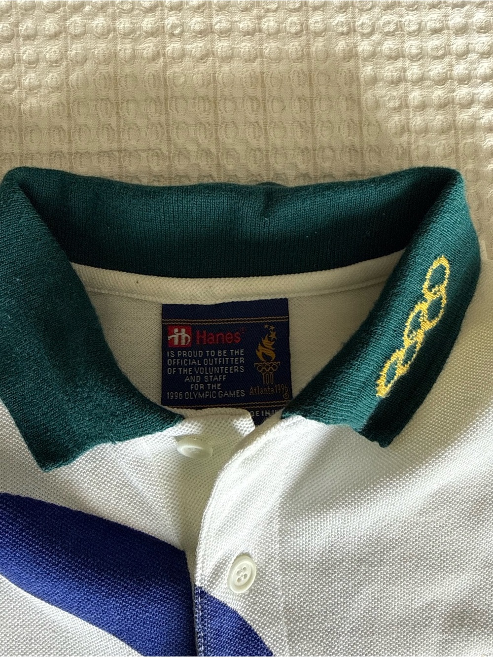 Brand new Vintage 1996 Atlanta Olympics Haynes White staff Polo with graphics - Picture 3 of 8